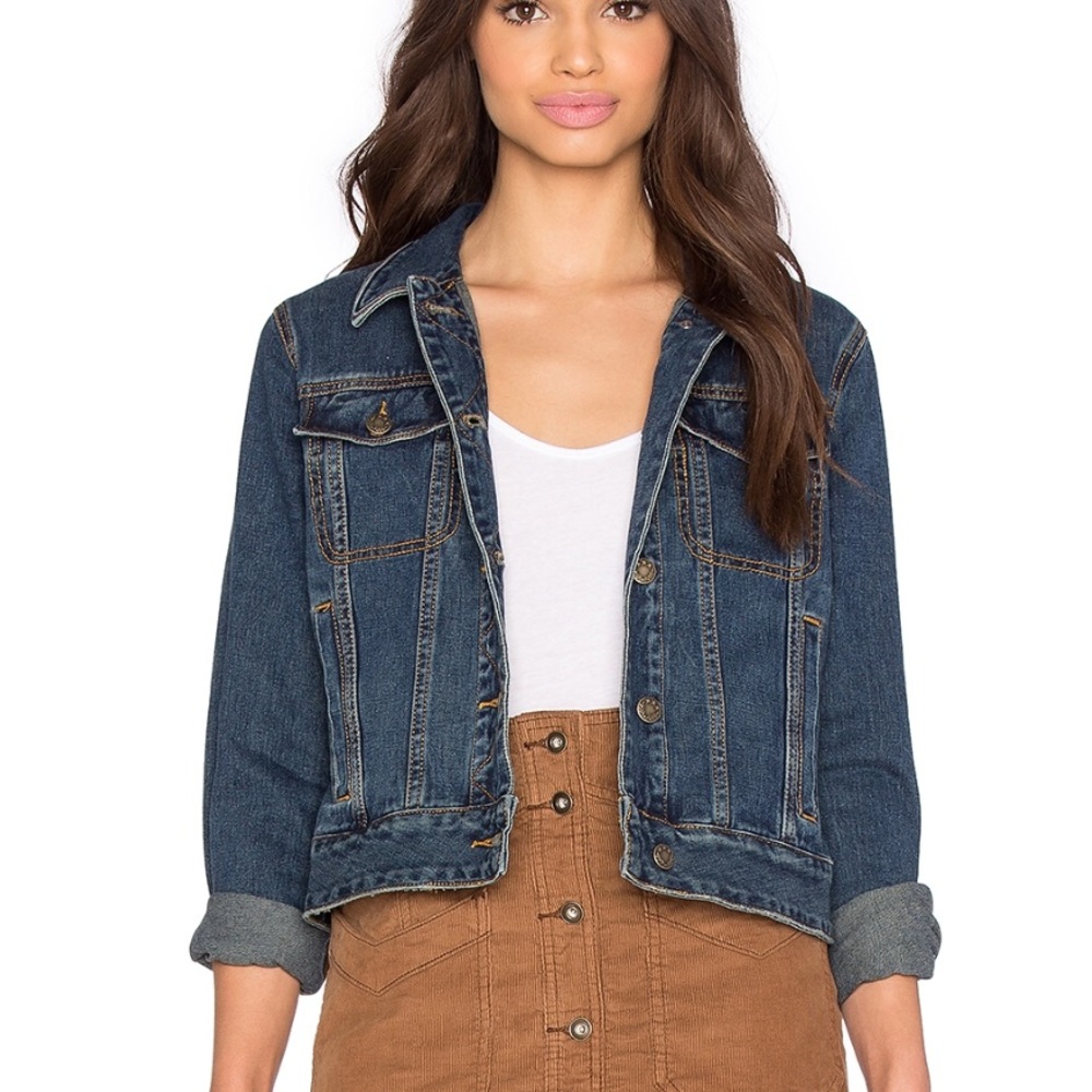 Free People Indigo Fitted Denim Jean Jacket